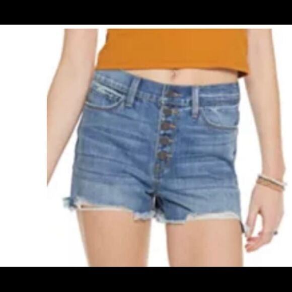 NEW denim shorts Juniors' Mudd High Rise Exposed Button Shorts SZ 13 button up - Picture 1 of 11